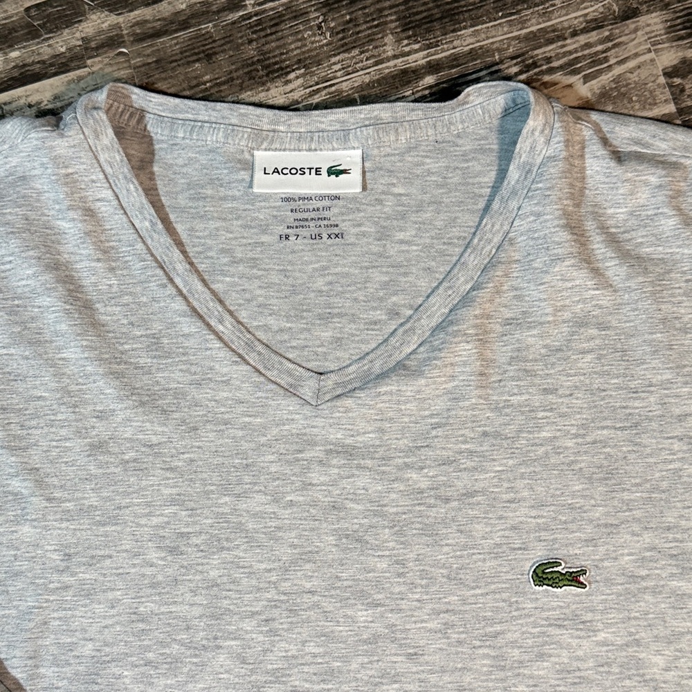 Lacoste Men's Lightweight Pima Cotton V-Neck Long Sleeve T-Shirt